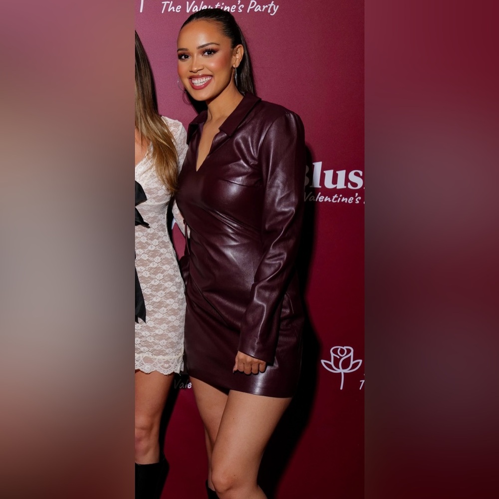 Amanda Uprichard - Sloane Dress -Russet Faux Leather Dress
